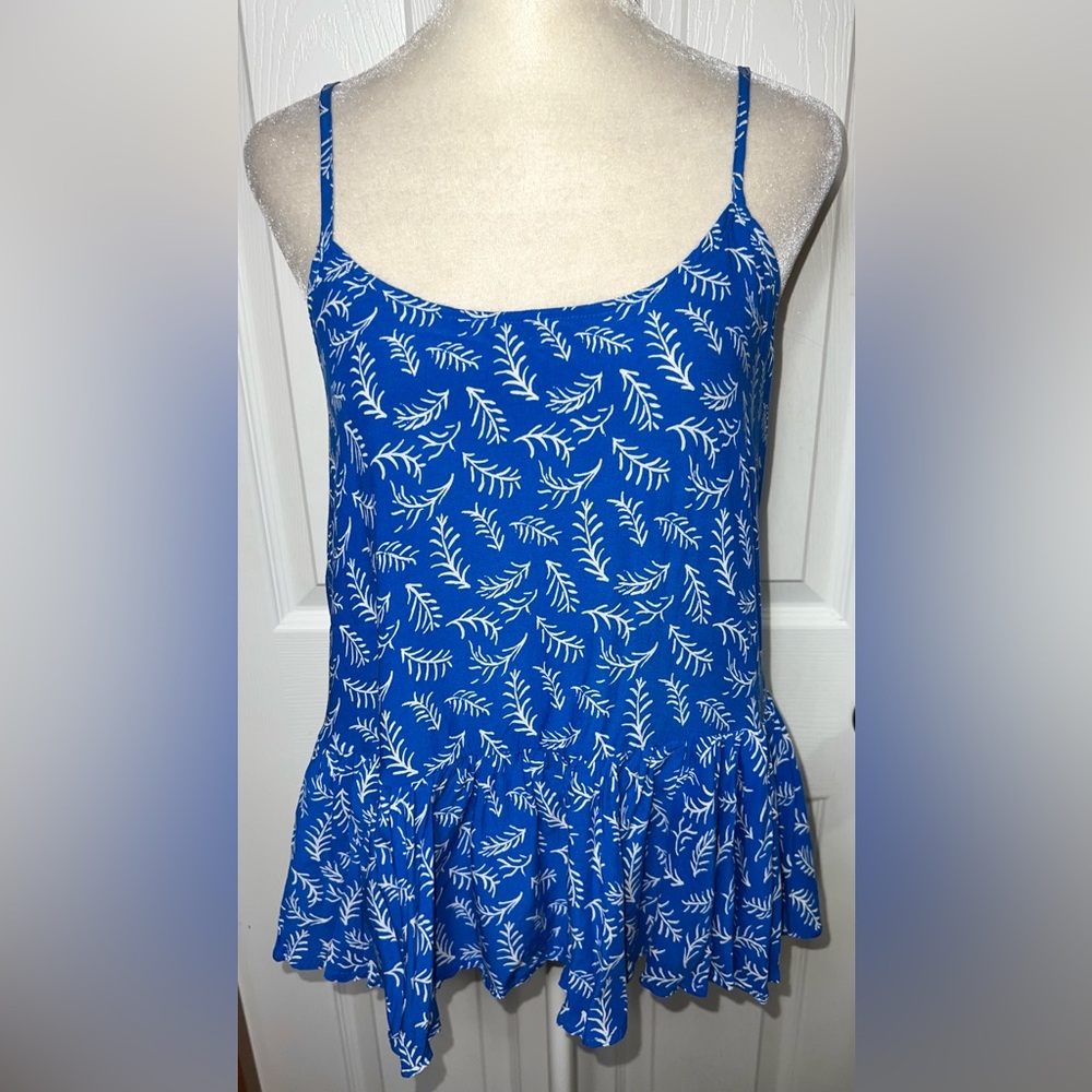 Old Navy Tank Top Strappy Cropped Flowy Hem Royal Blue/White Women’s Size XS